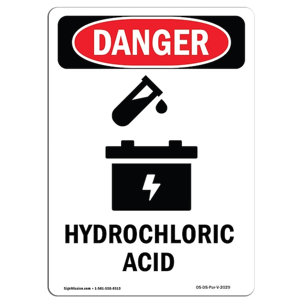 Safety Sign, OSHA Danger, 5" Height, Portrait, D-35-V-2029-10PK